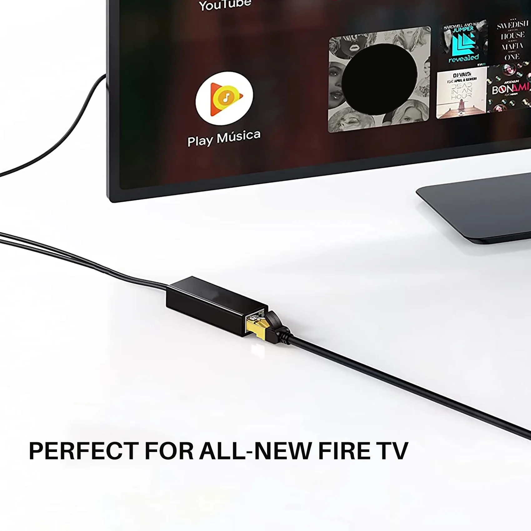 Ethernet-адаптер RISE с кабелем питания для TV Stick (2Nd Gen), 4K Stick, TV Square, проводной сетевой адаптер Micro-USB на RJ45, черный