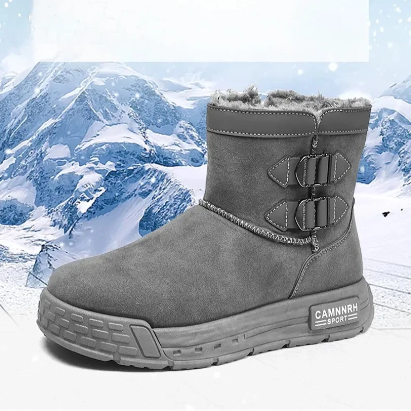 Winter Snow Boots Men Thick Fur Super Warm With Lace Up Men's Soft Waterproof Ankle Boots Casual Wear-Resistant Men Boots