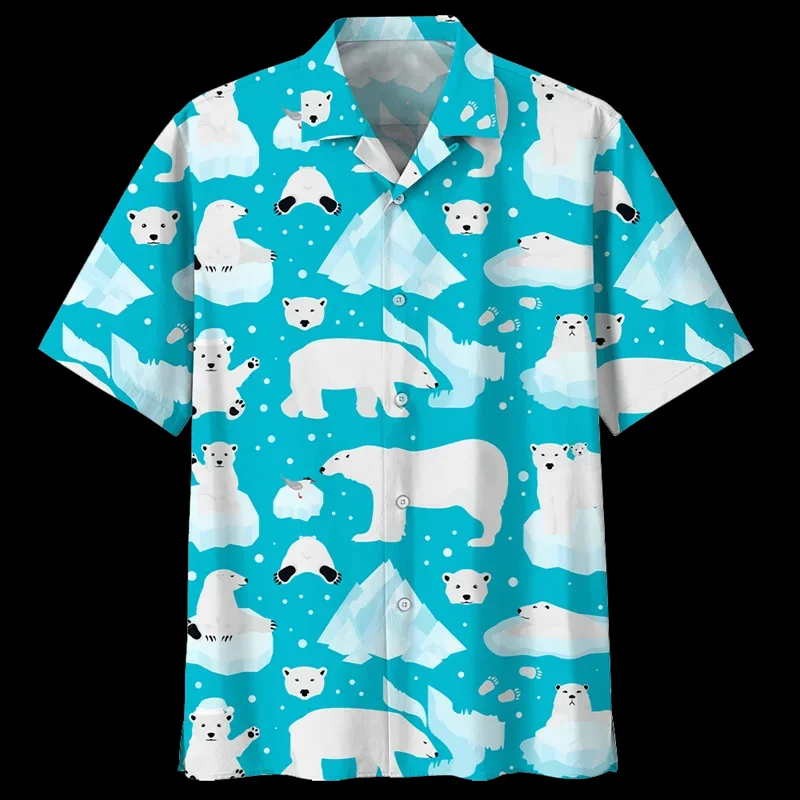 

Cute Summer New 3D Polar Bear Print Shirts Men Funny Animal Penguin Graphic Short Shirts Kid Fashion Funny Shirts & Blouses Tops