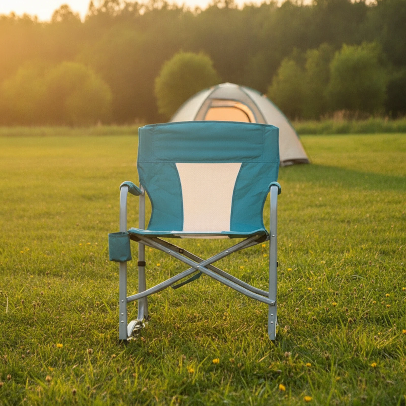 Folding Rocking Chair Padded High-Back Camping Chair Compact Easy to Set up for Campers, Tailgating, Patio