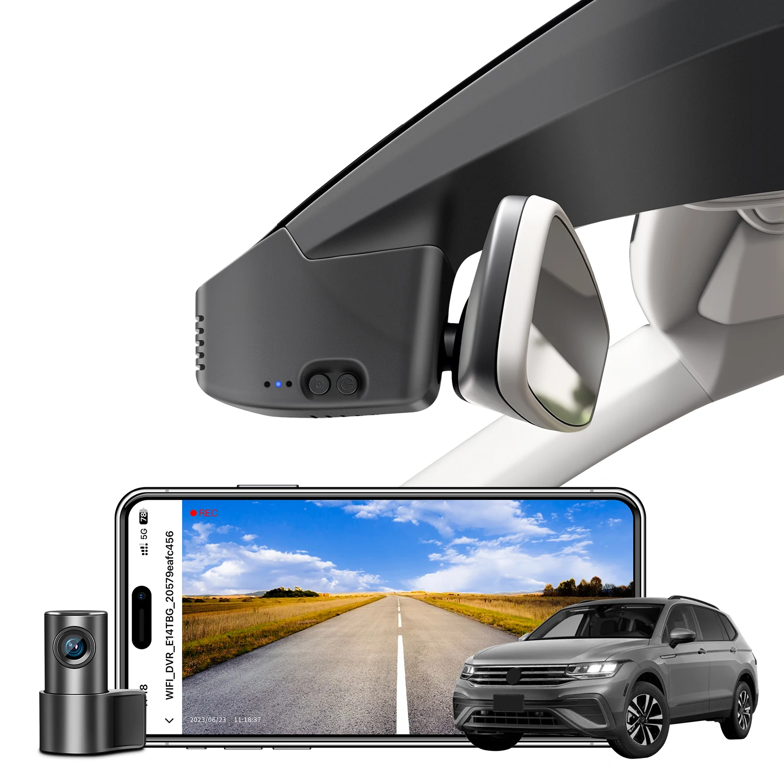 Mangoal 4K Dashcam voor Volkswagen Tiguan Gen2 AD/BW Dashcam (Model A/B) 2018-2024 GPS WiFi App Recorder 64GB/128GB kaart