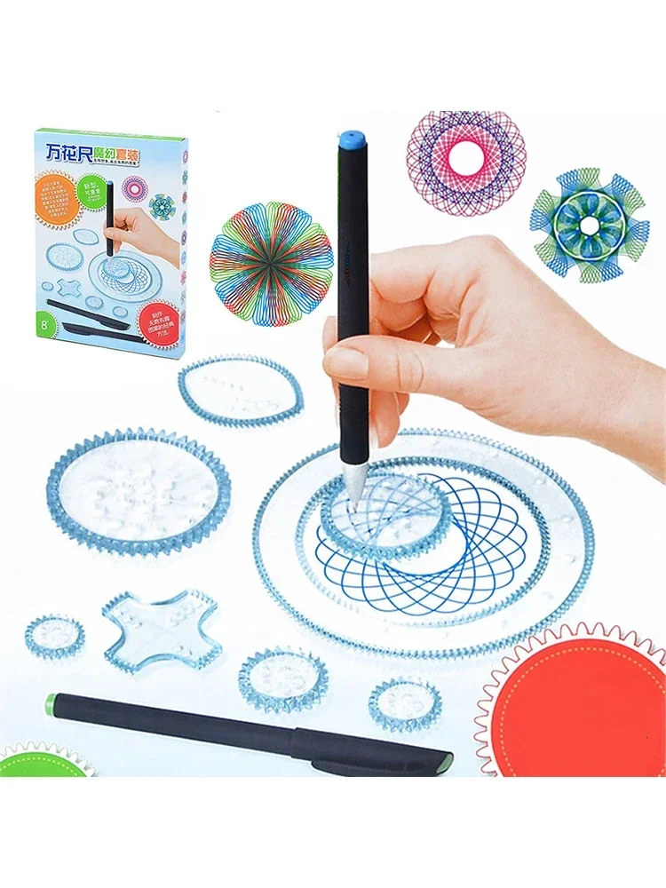 27 sztuk wielofunkcyjne malowanie spirograf linijka geometryczna narzędzia kreślarskie studenci rysunek akcesoria do zabawek dla dzieci nauka narzędzie artystyczne — zdjęcie 2