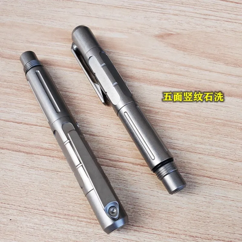 1 Piece Titanium Alloy Tactical EDC Pen With 6mm Screwdriver Bit  M22 Refill for Camping Office