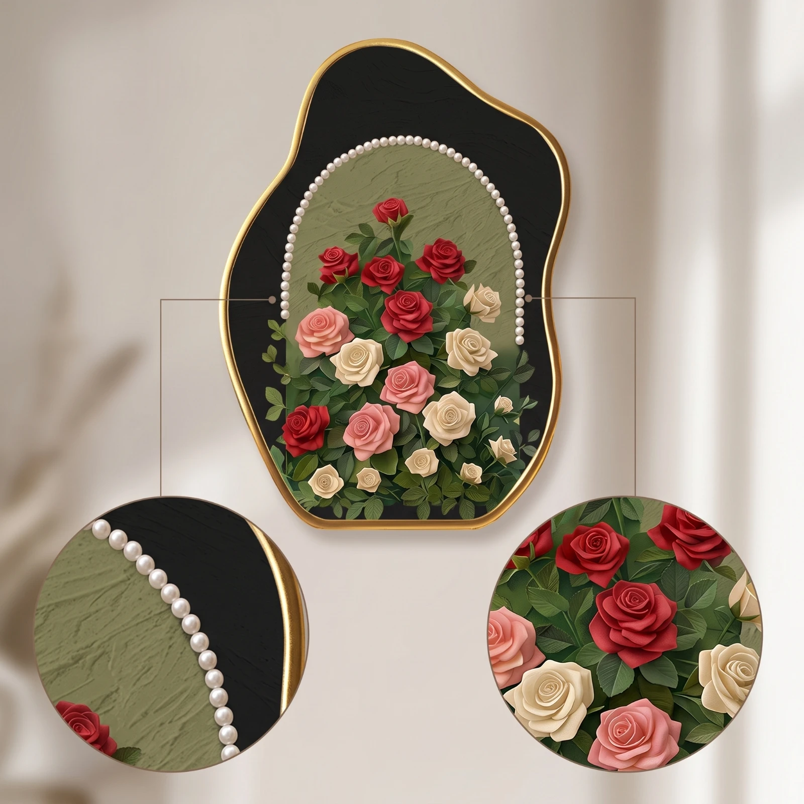 Tabletop Art Plaque Elegant Plaque with Floral Relief Embossed Layered for Home Decorators, Shelf, Bedside Table