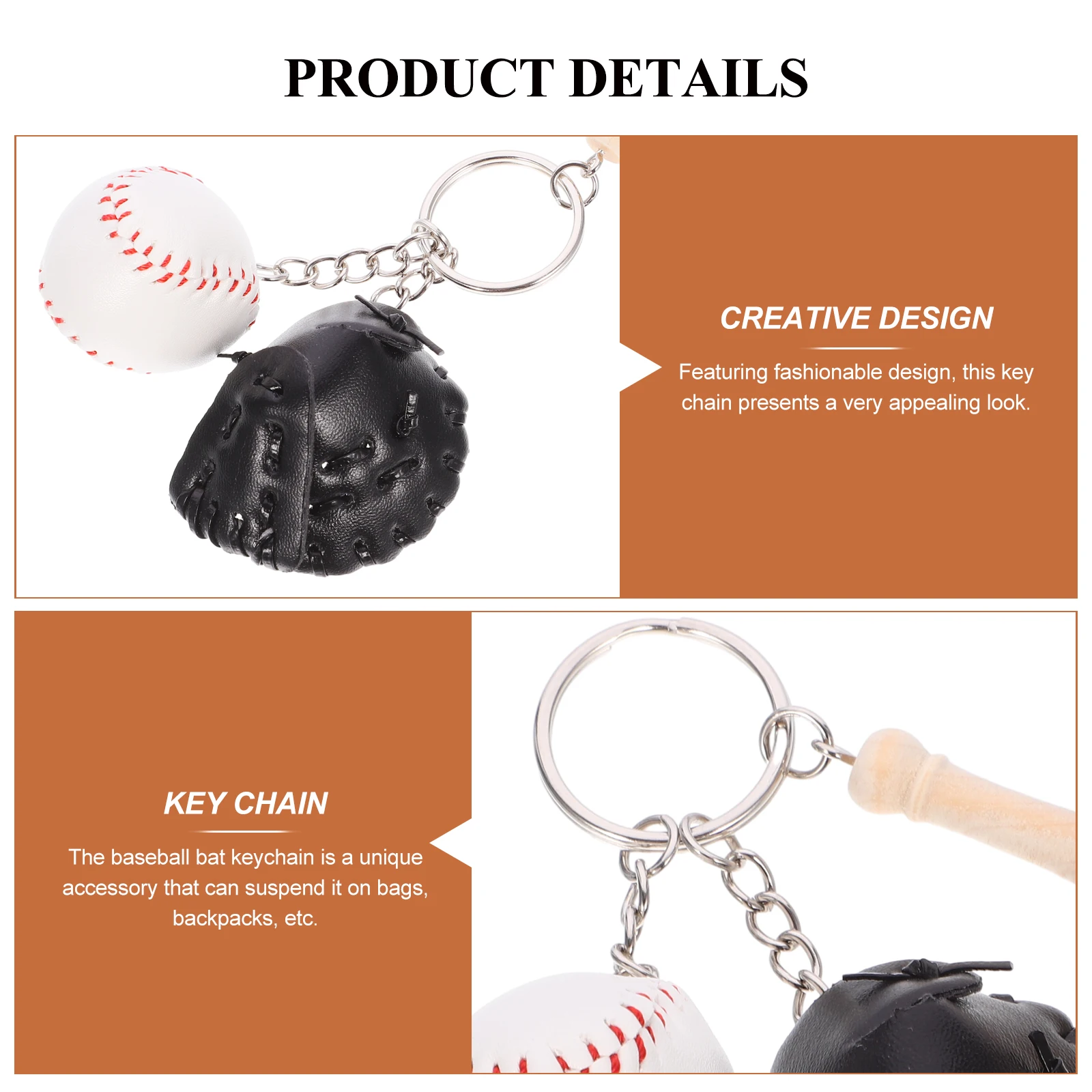 

2pcs Baseball Keychains Decorative Softball Key Ring Pendant For Women Men Sports Party Bag Backpack Accessories Gift