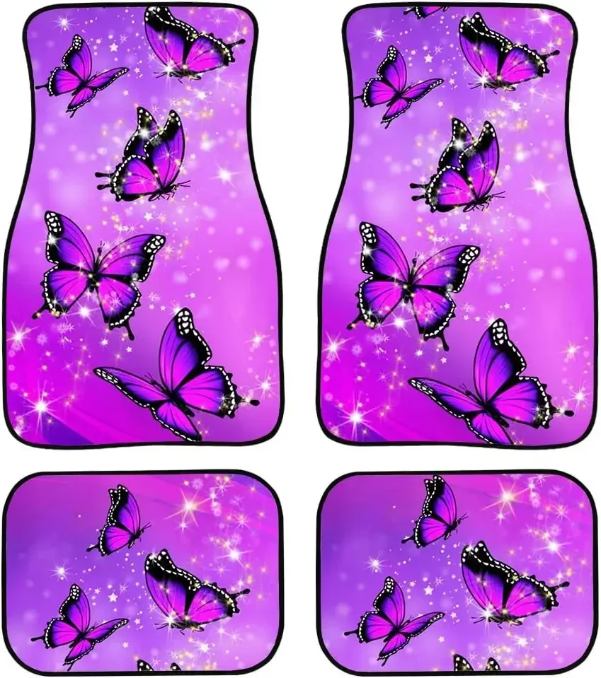

Set of 4 Custom Car Floor Mats - Purple Butterflies - Universal Fit - Fits for SUV, Van