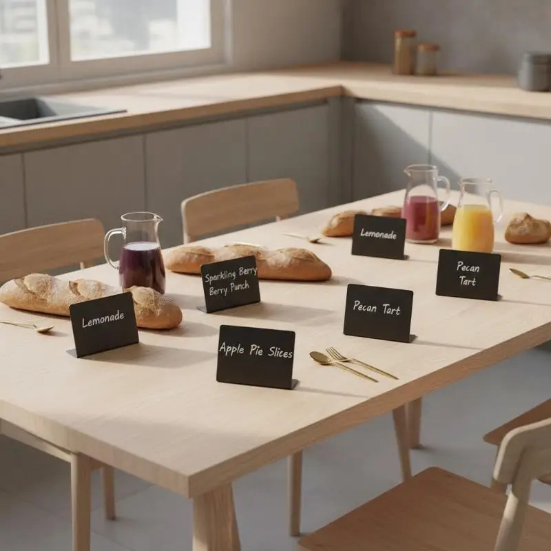 10PCS Wooden Mini Erasable Chalkboard Easel Signs Food Menu Labels Price Tags for Wedding Table Decor