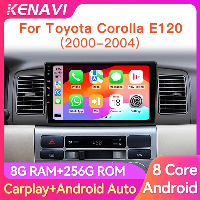 Android Car Stereo Radio For Toyota Corolla E130 E120 2000-2004 Center Video Player Carplay Auto GPS FM BT Screen Smart Systems