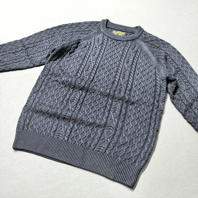 Autumn and Winter New Britain Retro Heavyweight Wool Blend Knitted Sweater Men's Simple Washed Thick Loose Casual Knitwear Coat