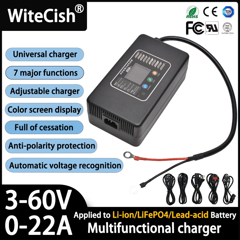 12V 14.6V 29.2V 22A 20A 15A 3-60V Voltage Current Adjustable Multifunctional charger 4S 8S Lifepo4 Li-ion Lead Acid Battery