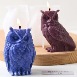 3D Tilting Owl Silicone Candle Mold DIY Animal Ornaments Craft Making Soap Plaster Resin Casting Molds Home Decor Art Gifts