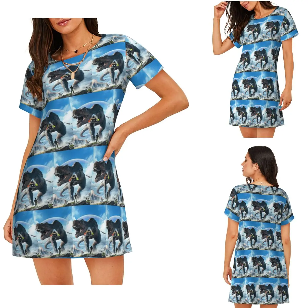 Idée de cadeaux personnalisés Ark Survival Evolved, chemise de nuit à manches courtes pour femmes, chemises de nuit à manches courtes, robe de pyjama douce