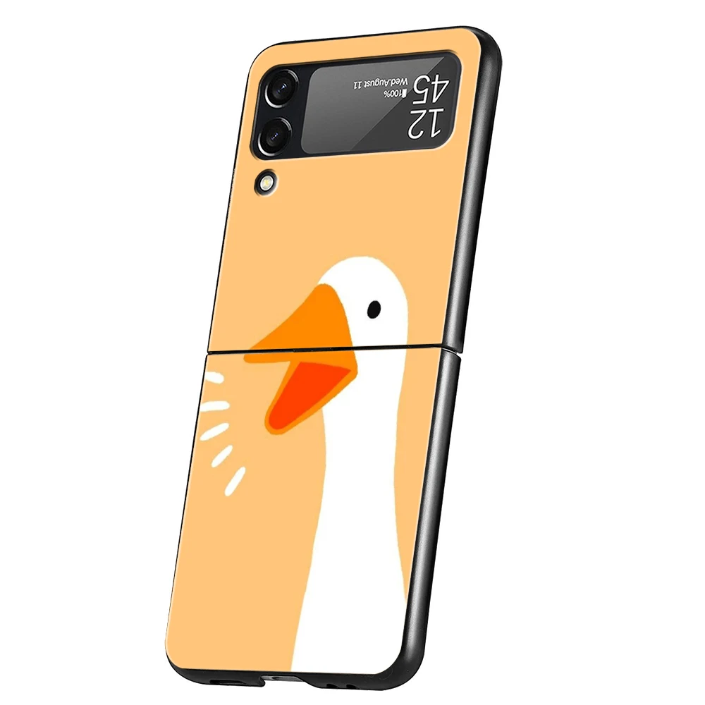 Cute Goose Duck Game Hard PC Phone Case For Samsung Galaxy Z Flip 4 5 6 Transparent Cover For Galaxy Z Flip3 Foldable Shockproof