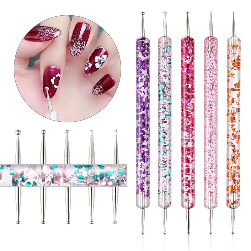 8/20Pcs Nail Art Brush Design Tip Painting Drawing Carving Dotting Pen FlatFan Liner Acrylic Gel UV Polish Tool Manicure