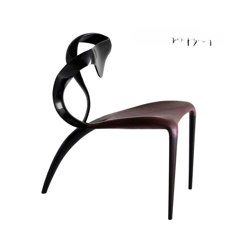 A  dining chair household solid wood  French light luxury high-end leisure chair medieval back chair