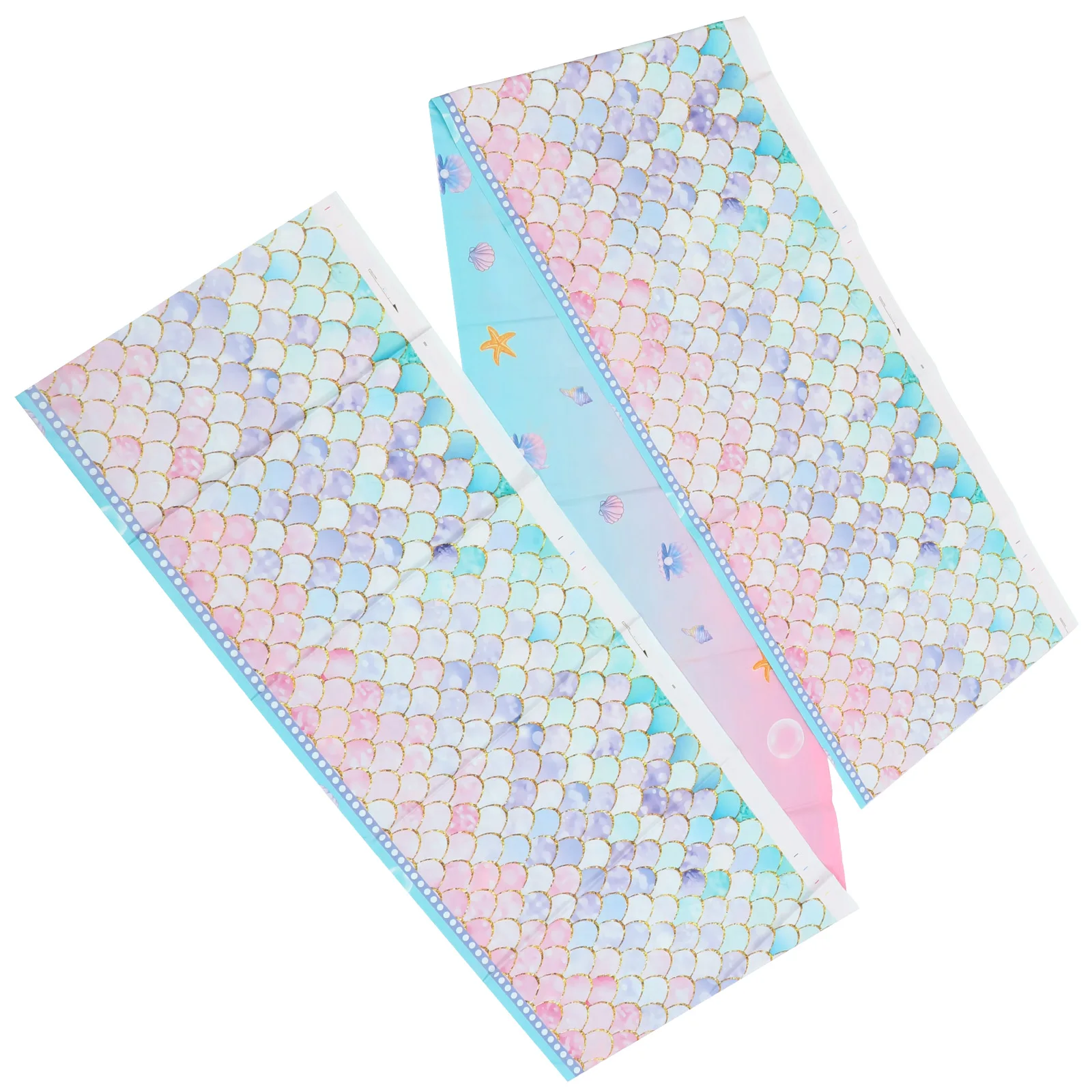 

Fish Scale Tablecloth Cover Plastic Party Tablecloths Beach Decorations Covers for Disposable