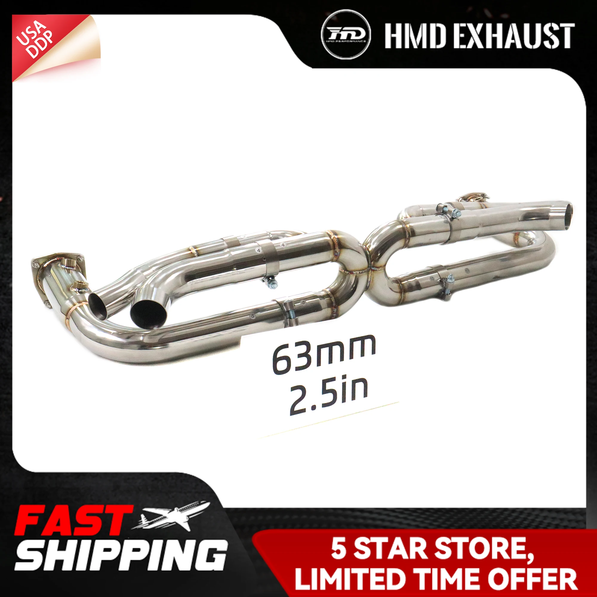 

HMD Catback для Porsche 911 991.2 Turbo SS304 Выхлопная система Замена установки Высокое качество без клапана