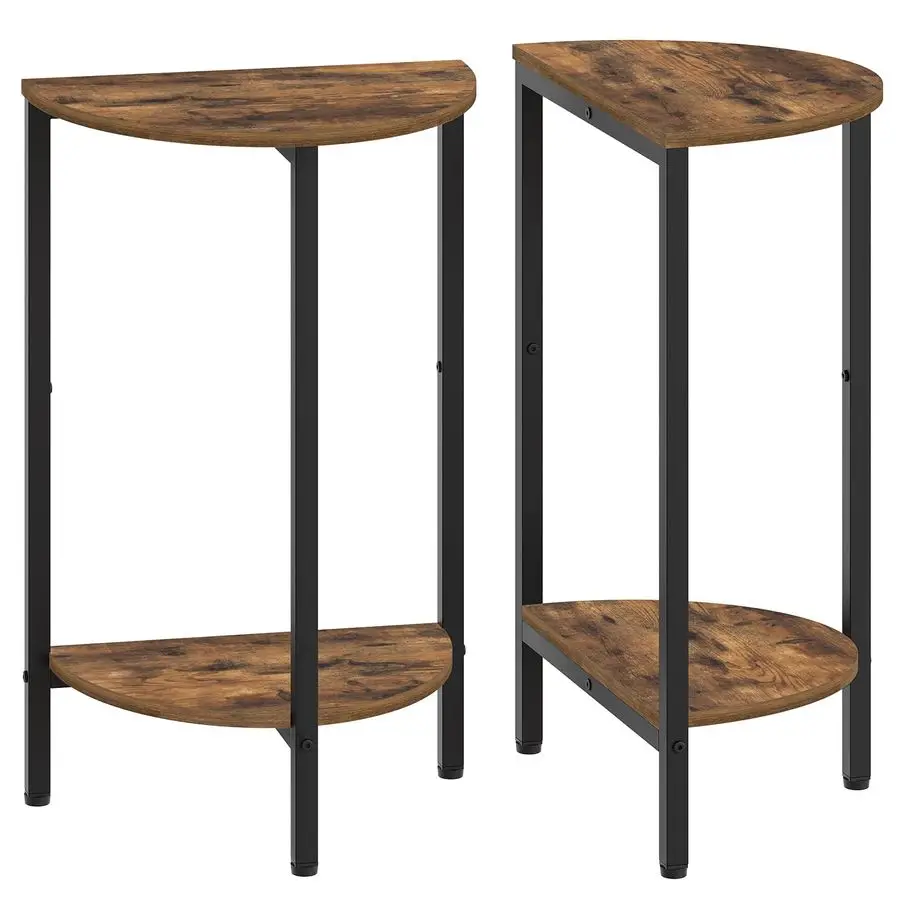 

Table, Small End Table Set of 2, Half Round Side Table, Half Moon Table, 2Tier Narrow Sofa Table, Nightstand with Open Sheleves,