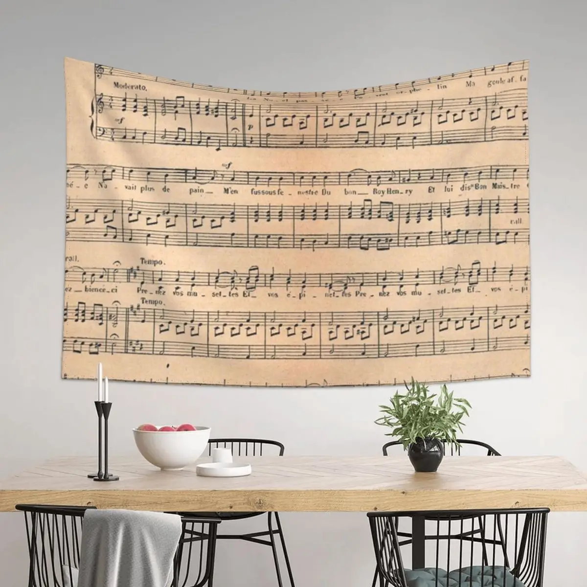 

Vintage french classical music sheet paper Tapestry Custom Bedroom Deco Home Decor Aesthetic Bedroom Decor Aesthetic Tapestry