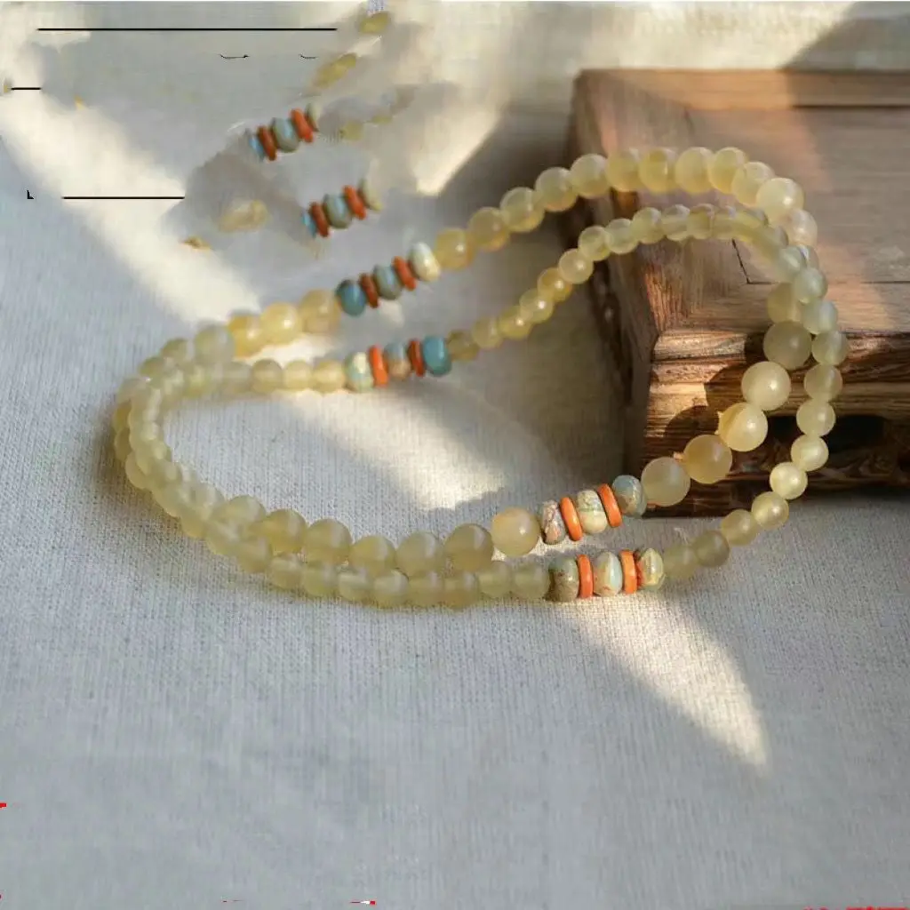 Natural Alpine Old Sheep Horn Beads Buddha Bracelet Shoushan Stone Health Care Hand String Rosary For Men And Women Couple