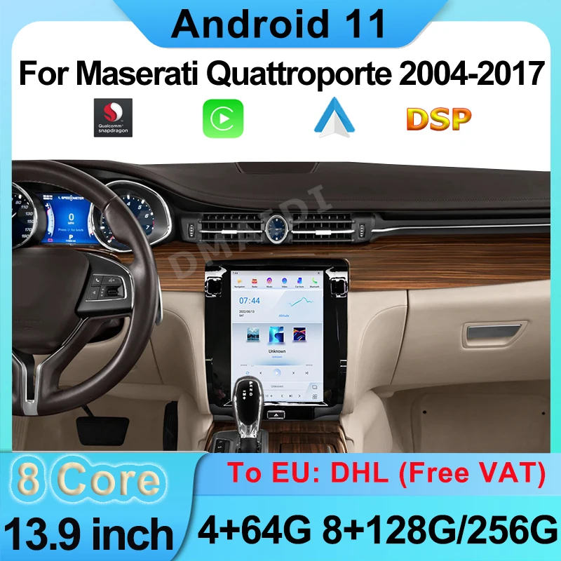 

Car Multimedia Tesla Screen Qualcomm Android 11 For Maserati Quattroporte 2004 - 2017 Navigation Radio CarPlay Auto WIFI DSP GPS