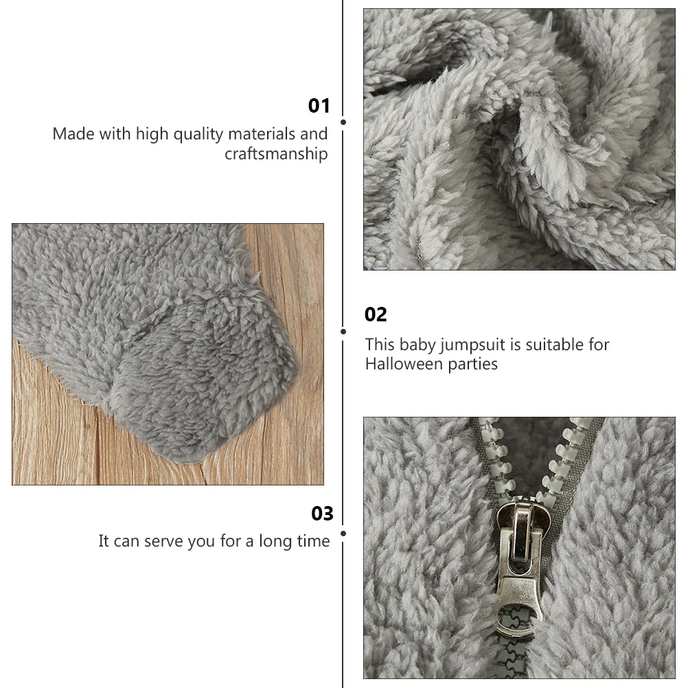 

1Pcs Baby Hooded Fleece Jumpsuit -Friendly Newborn Winter Romper Halloween Christmas Bodysuit Winter Baby Bodysuit