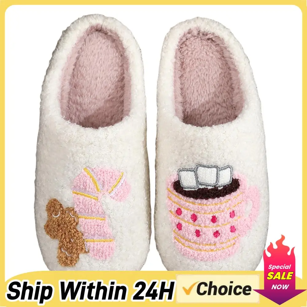 

Women & Men Christmas Slippers Plush Winter Warm Cotton Slippers Cute Fuzzy Warm Slip On Slippers for Bath and Home