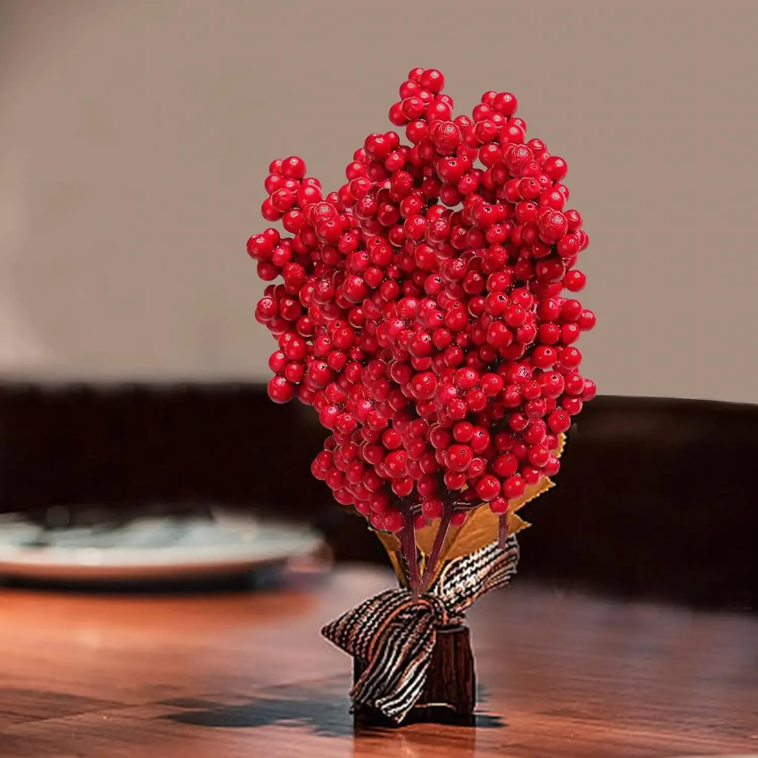 1-50 قطعة فروع هولي التوت الأحمر التوت الاصطناعي الجذعية عيد الميلاد DIY بها بنفسك الزهور النبات جارلاند السنة الجديدة ديكور المنزل الحلي #6
