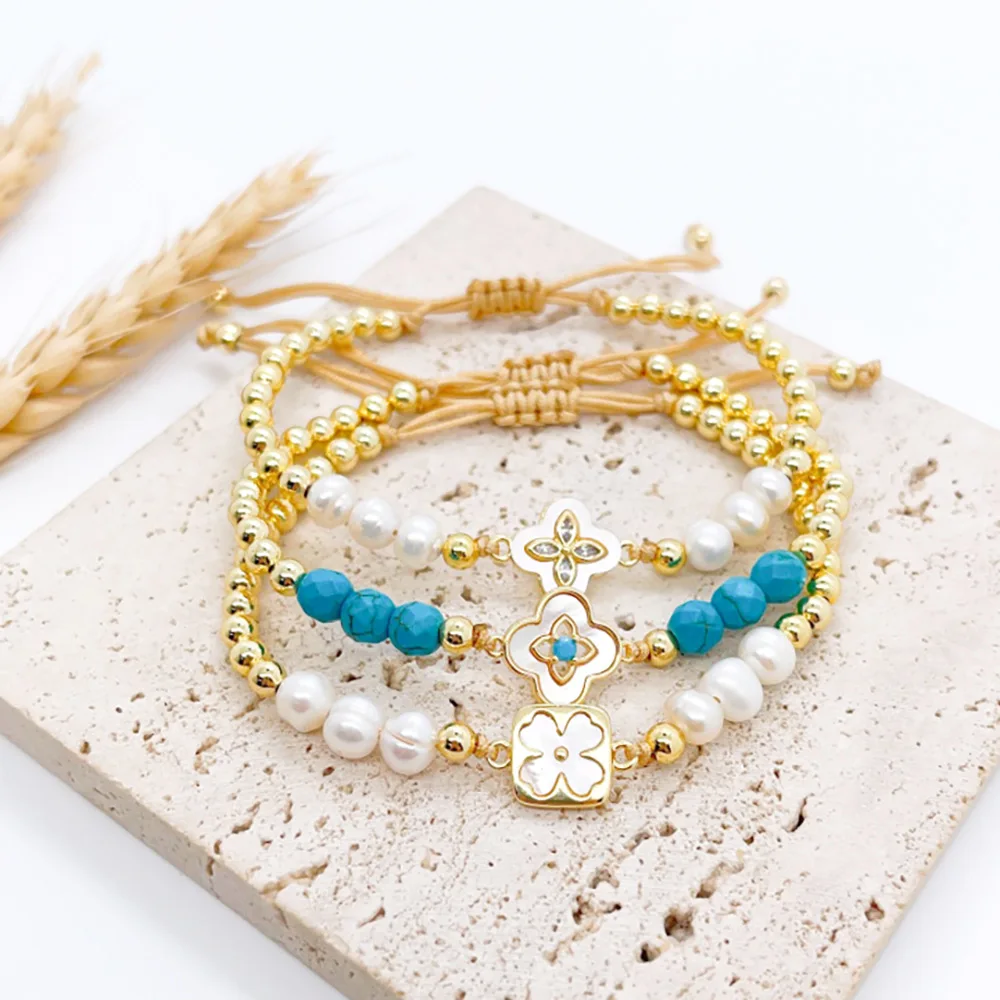 

ZGMXR Rice bead bracelet Pearl Flower Adjustable Fashion Simple Handmade weaving Woman Bohemia Beaded bracelet