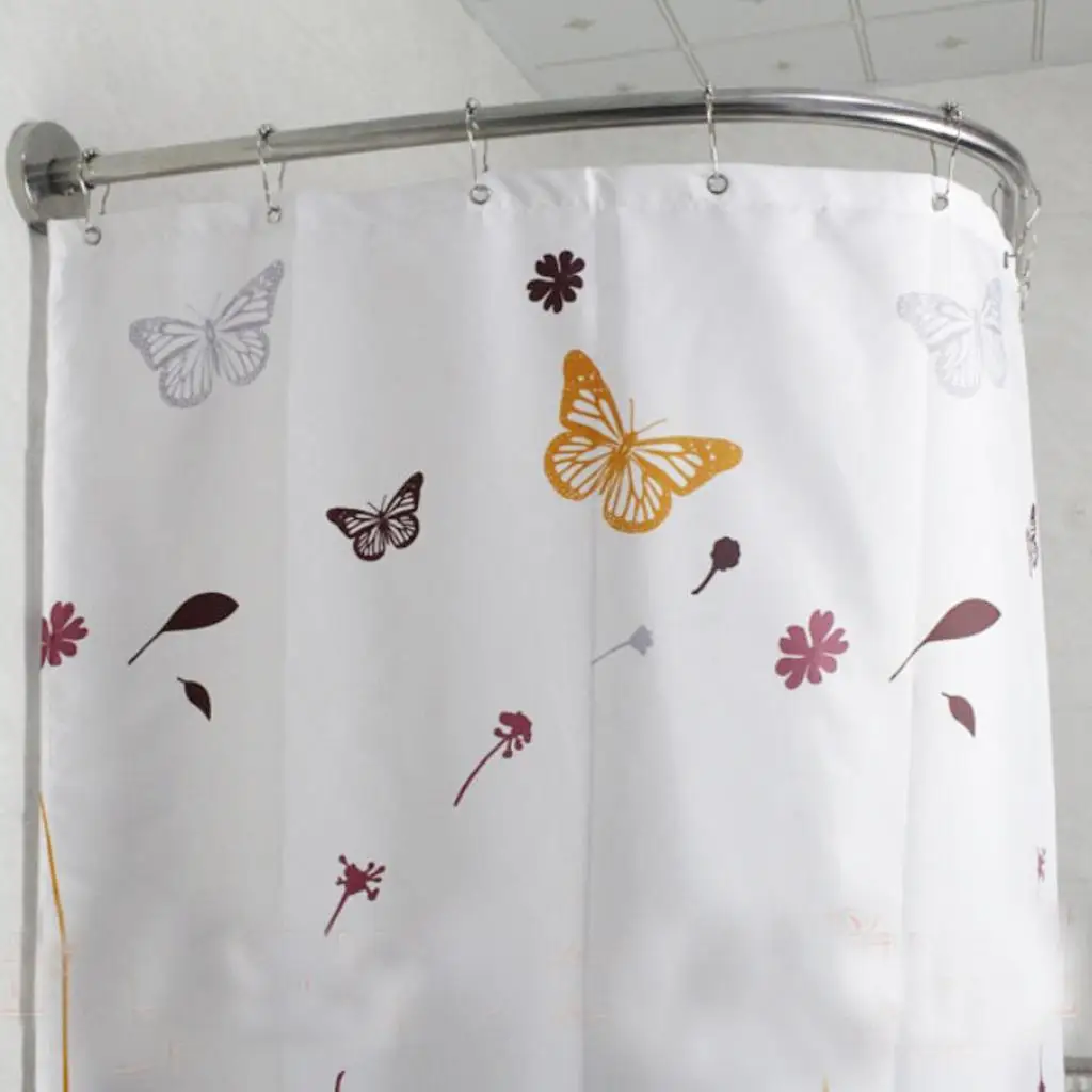 

U Curved Shower Curtain Rail Rod Clips Slides Rings Hooks Hanger