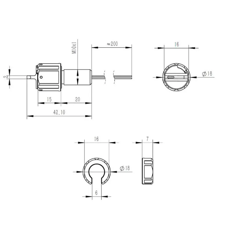 Underwater Rotary Toggle Switch M10x1, 1000m Depth 6061 Aluminum ON-OFF 2-Position for ROV AUV Submersible