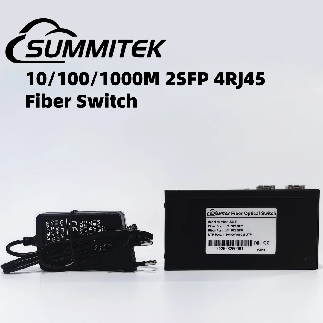 SUMMITEK جيجابت إيثرنت التبديل الألياف محول الوسائط الضوئية 4 RJ45 2 SFP 10/100/1000M 2F4E 2SFP4E بدون وحدة SFP
