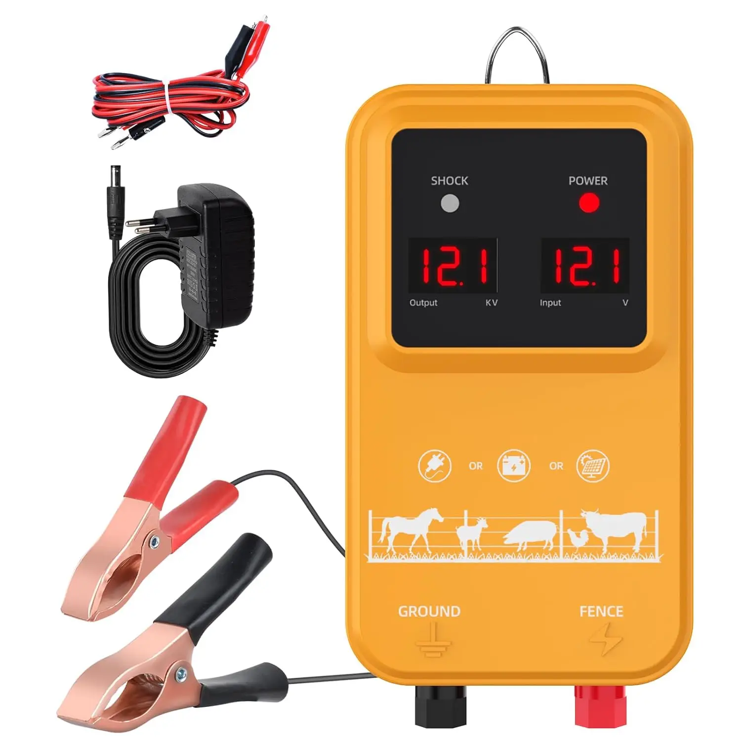 

12KV Electric Fence Energizer 15KM Electric Fence Charger for Livestock Cattle Horse Plug-in Power Supply with LCD Ranch Fence