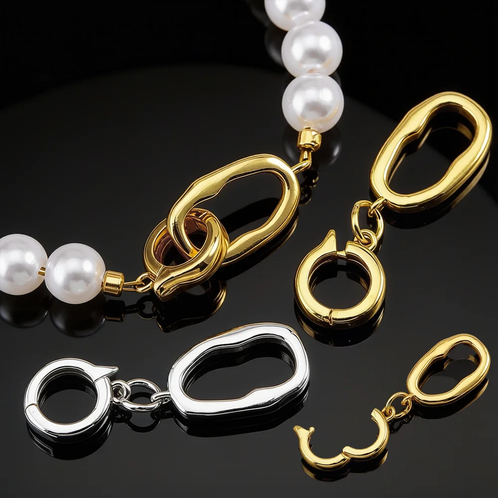 

1/3pcs 18K Gold Color Plated Metal Copper Oval Clasp Connectors for DIY Jewelry Making Necklace Bracelet Accessories Wholesale