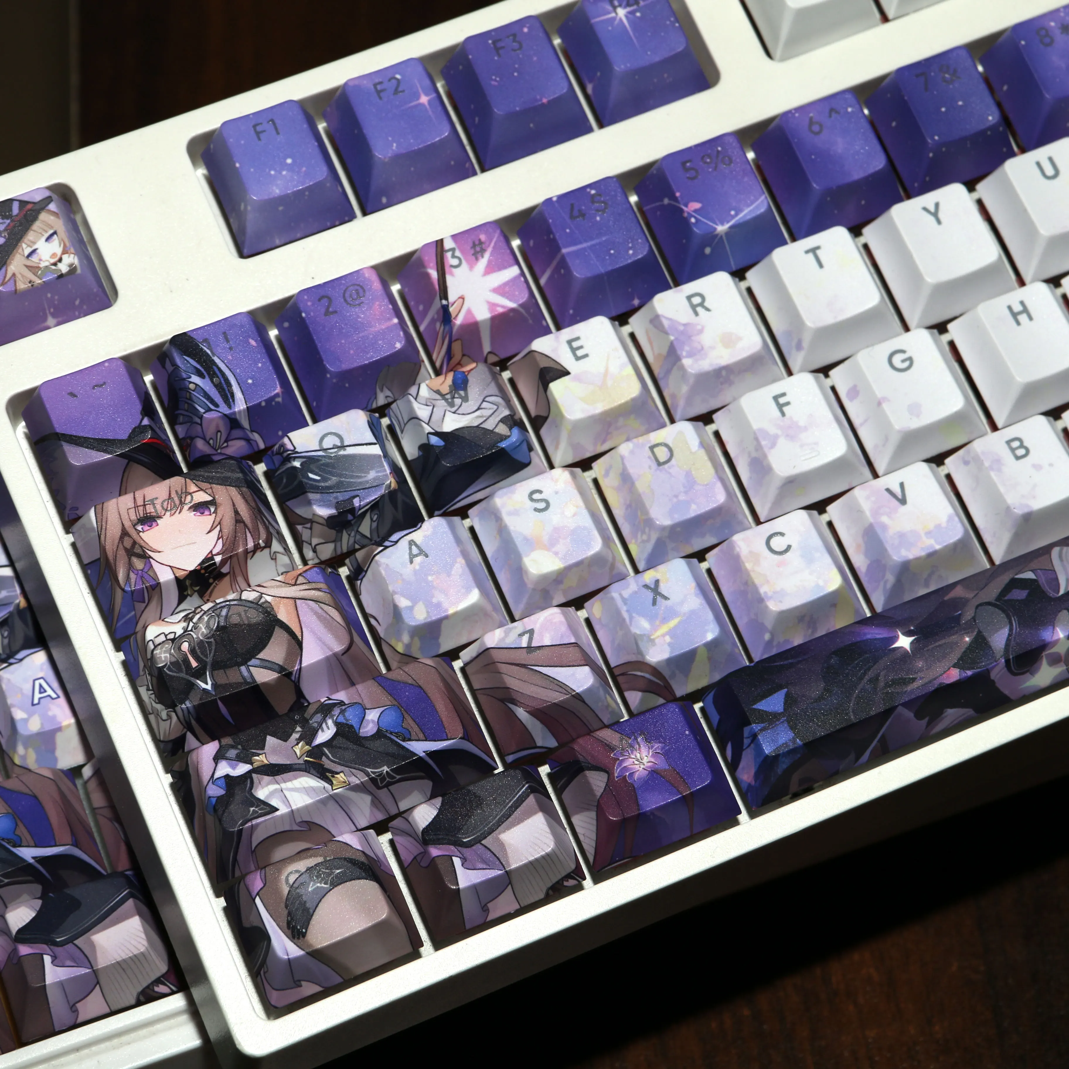 Honkai: Star Rail keycaps Herta Theme Keycap Game Key Cap Anime 128 Keys PBT DYE SUB Cherry MX Switch for Mechanical Keyboard