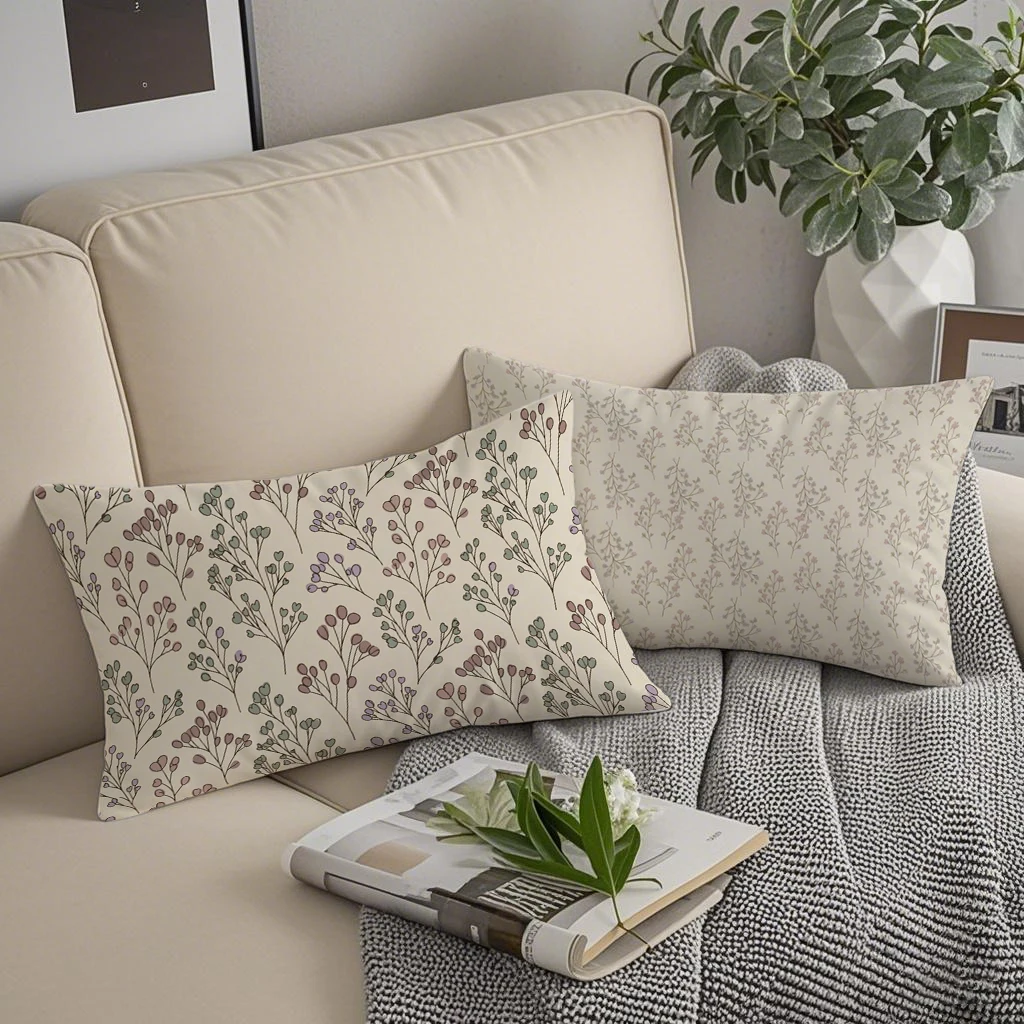 Original Prints Floral Lumbar Pillowcases Suitable For Sofa Bedroom Car Pillow Cover Cushion Rectangular Back Cushion