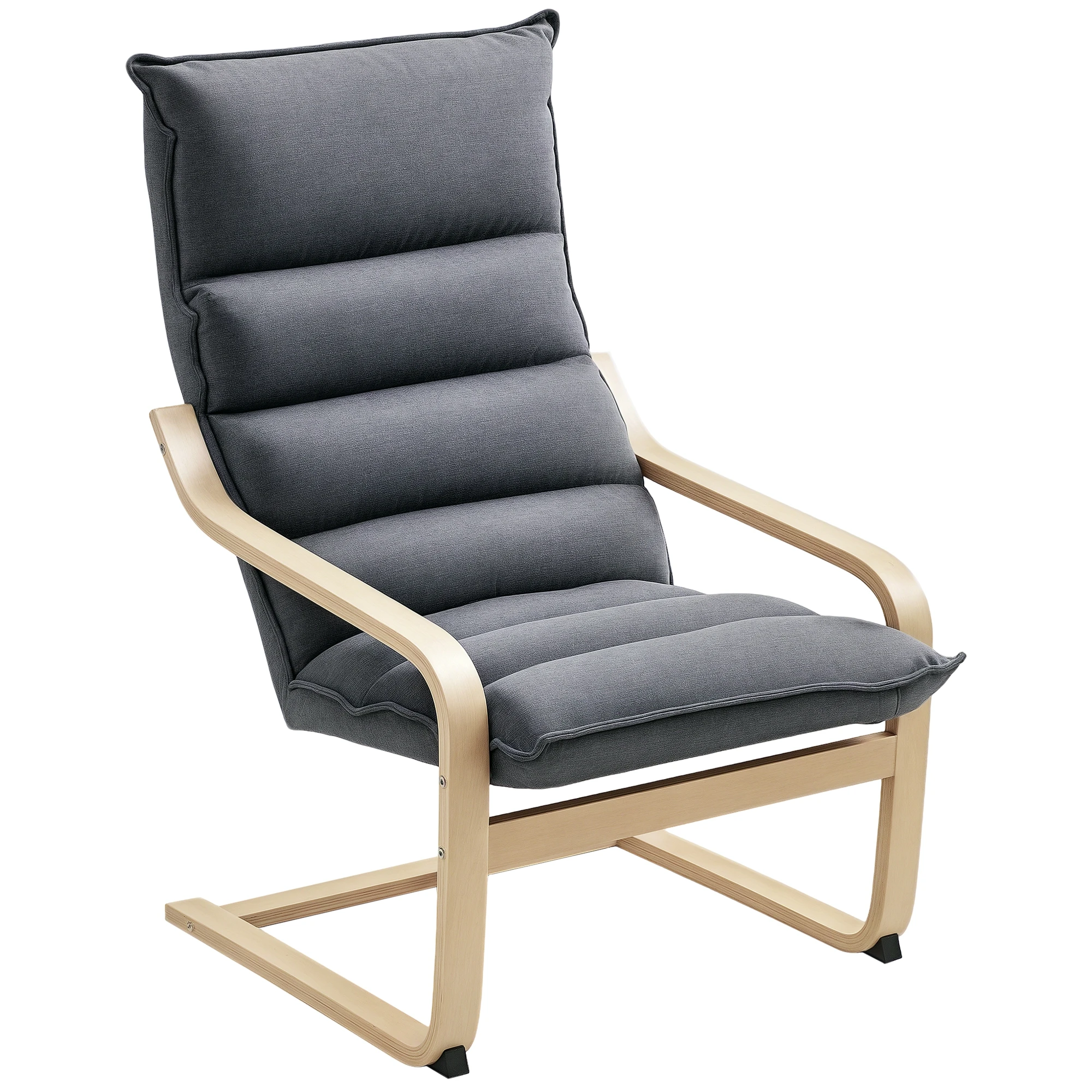 HOMCOM Sillón de Salón Moderno con Respaldo Alto Acolchado Patas de Madera y Tapizado en Terciopelo 67x83x105 cm Gris