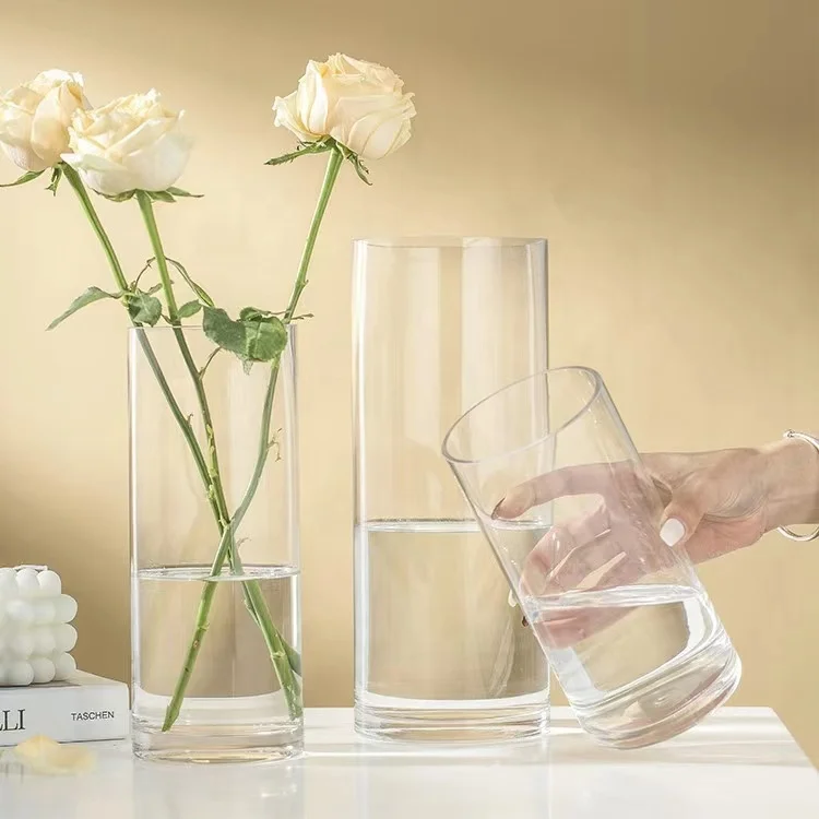 Nordic transparent spherical decorative art design glass vase floor flower anniversary custom size crystal decoration