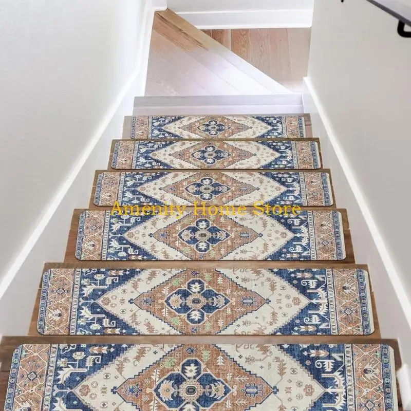 F26C AntiSlip Stair Rugs Durability Stair Treads Adhesive Staircases Stair Carpets Easy to Install for Hardwood Tile Stairs