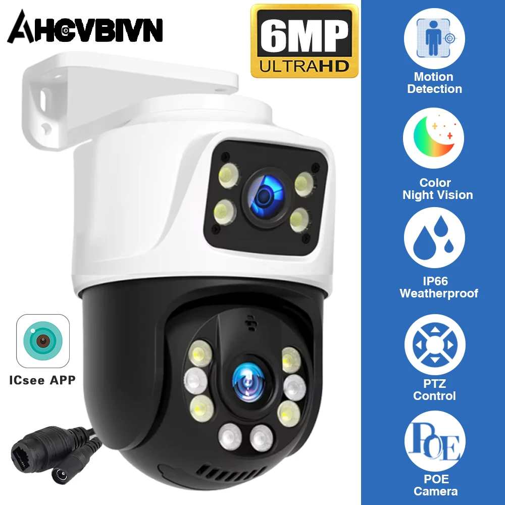 

Dual Len 6MP POE PTZ IP Camera CCTV Security Network Two-Way Audio Outdoor Video Surveillance For Nvr System Xmeye