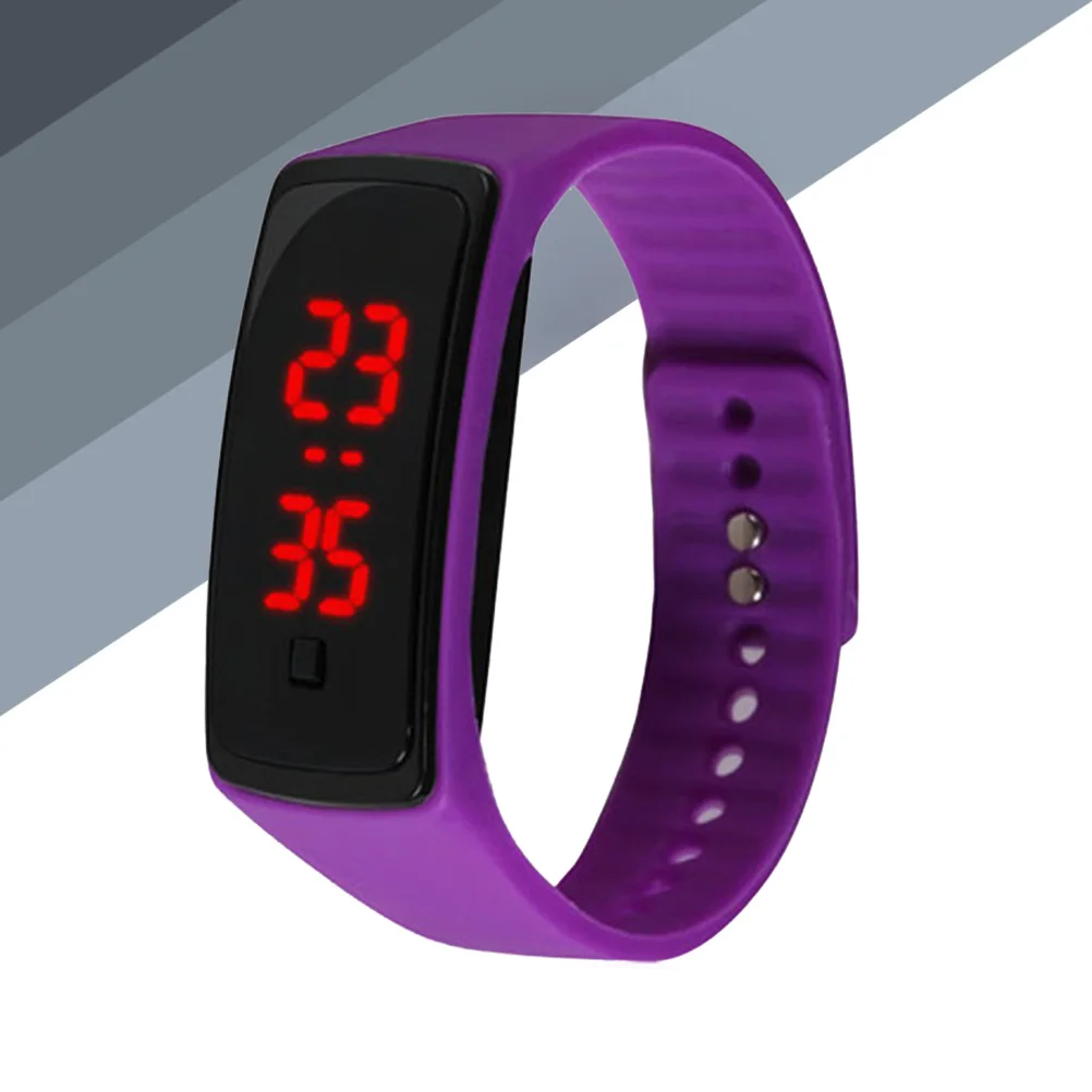 

Adjustable Led Digital Watches For Unisex Outdoor Wrist Watch Silicone Band Sport Clock Purple