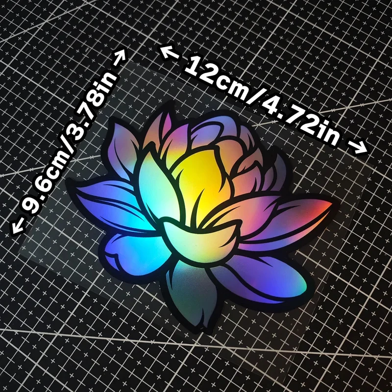 A Car Decal Lotus Decoration, Laser-Themed Flower-Like Japanese JDM Is Suitable For Car Windows And Motorcycle Bumpers