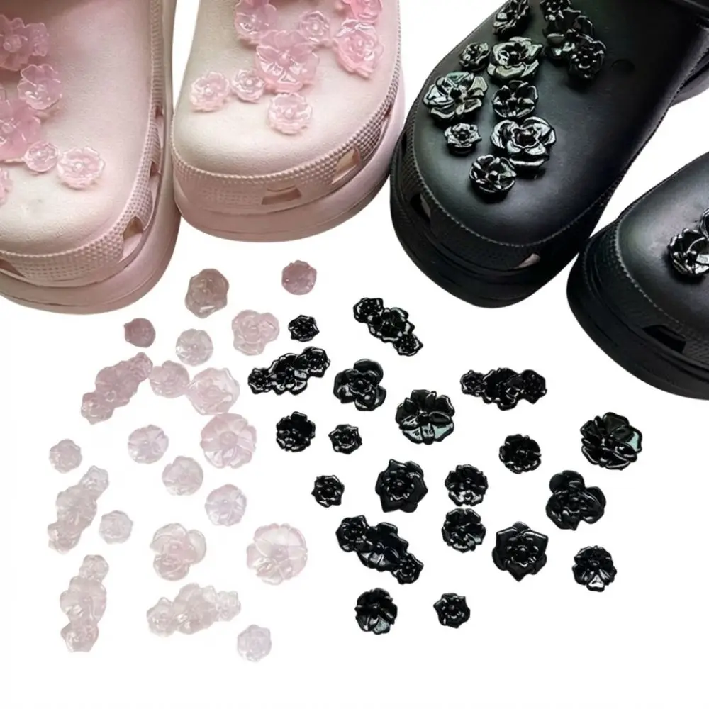 20Pcs New Rose Resin Shoes Ornaments Funny Design Colorful Sandals Shoes Decoration Kawaii Elegant Charms Gifts