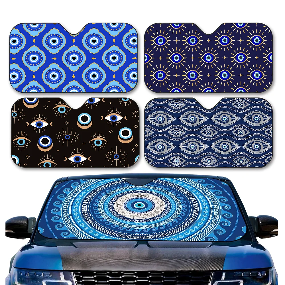 

Turkey Evil Eye Lucky Sunshade Windscreen Fold-up Car Front Windshield 70x130cm Car Window Windscreen Cover Heat Reflector