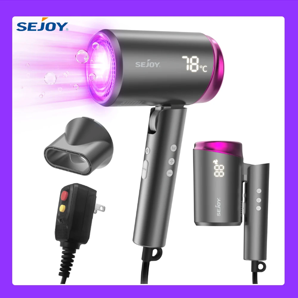 

SEJOY Professional Hair Dryer Hot Cold Wind Air Brush Negative Lonic Blow Dryer Strong PowerDryer Salon Tool 1800W 3th Gear