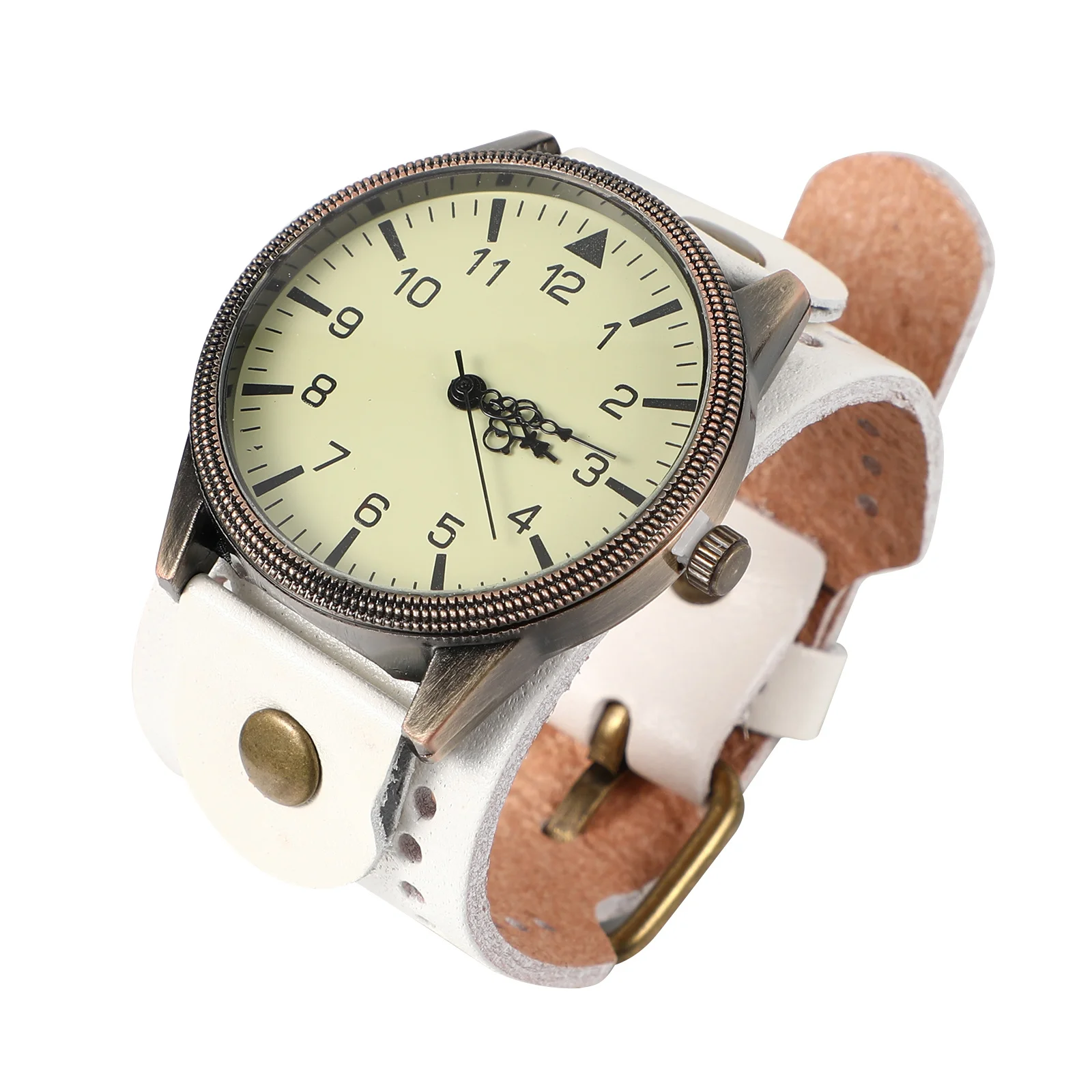 

Big Dial Men'S Wristwatch Vintage Quartz Watch Retro Style Smooth Buckle Comfortable Band Durable Clear Transparent Dial