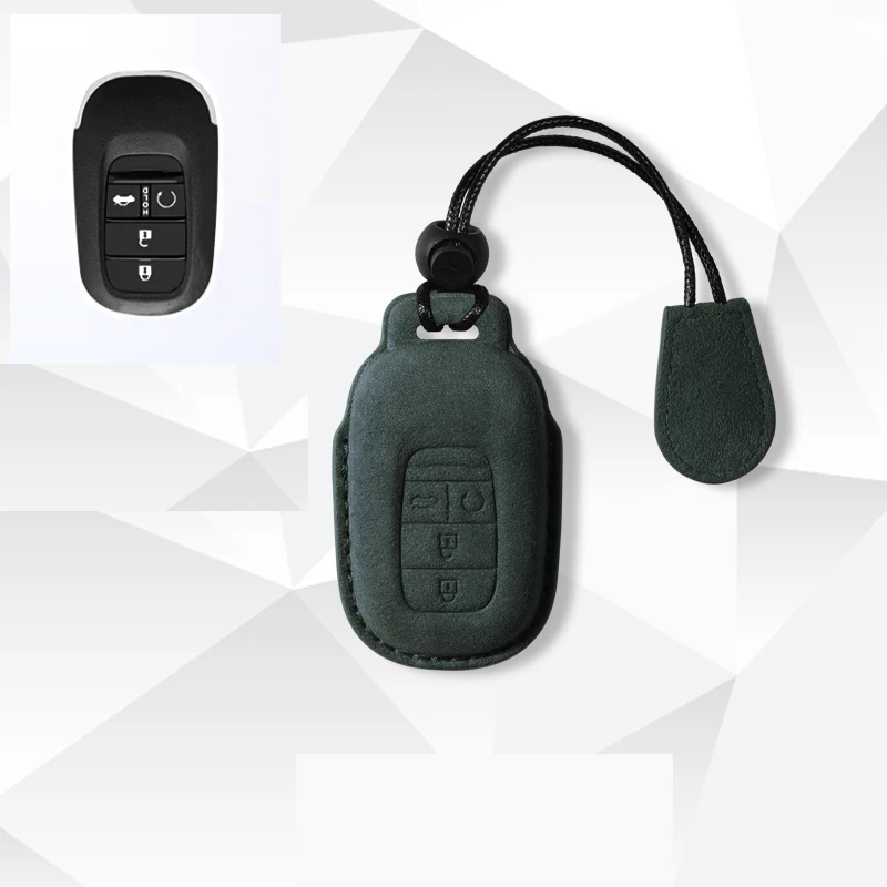 

Suede Leather Car Key Case Cover Shell For Honda 11 Civic Accord Vezel 2023 Car Accessories 2022 Full Protector Fob Keychain Men