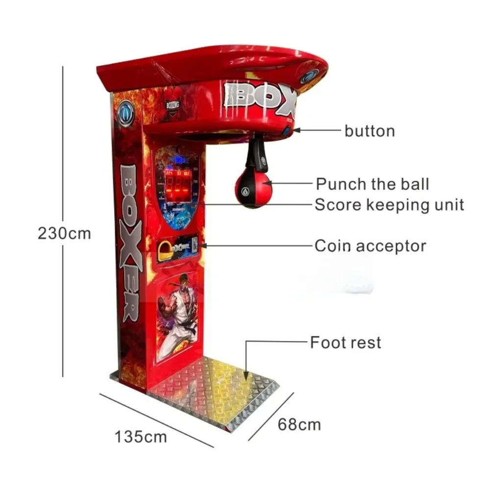 Coin Operated Boxing Strength Tester, Arcade Punch Game Console for Entertainment Venue