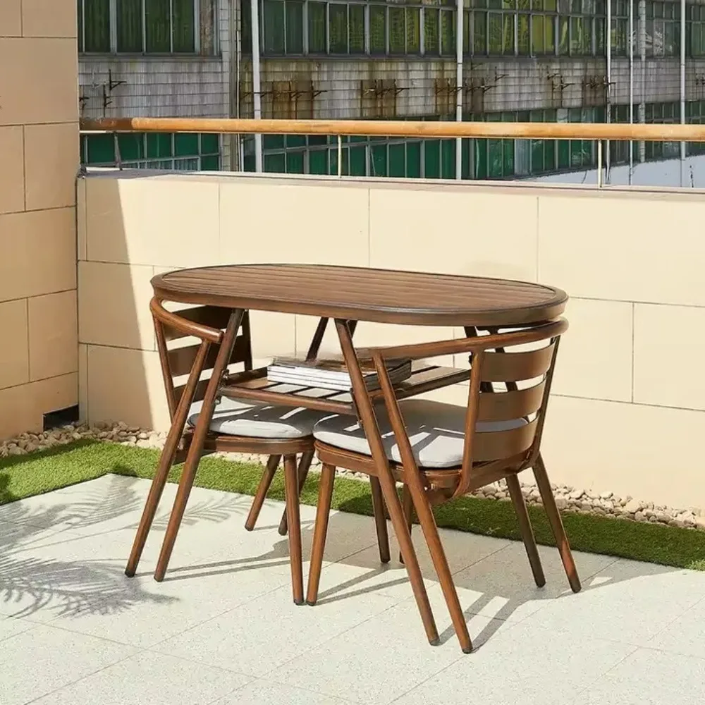 Save Space 2 Seater Balcony Furniture Bistro Table And Chair Set Patio Cast Aluminum Garden Stackable Chairs Furniture
