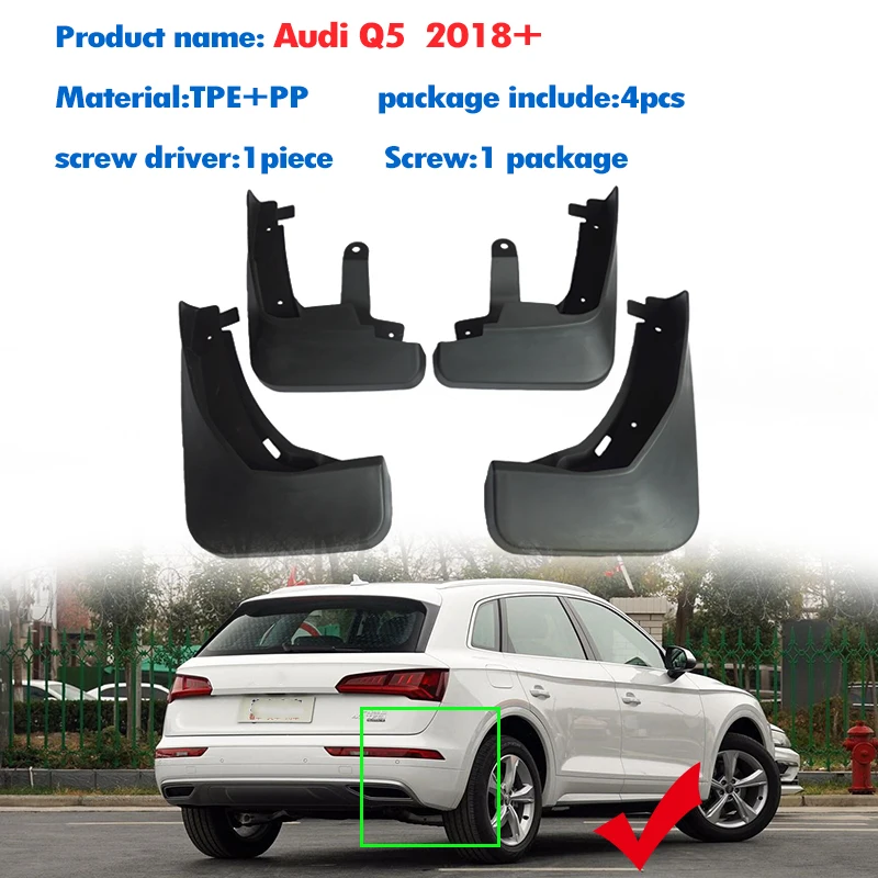 FOR Audi Q5 SQ5 2018 2019 2020 2021 2022 2023 2024 2025+ Fender Splash Guards Mudflap Mudguard Mud Flaps 4PCS Car Accessories
